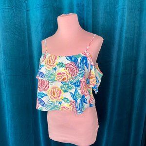 H&M Divided Cold Shoulder Floral Crop Top